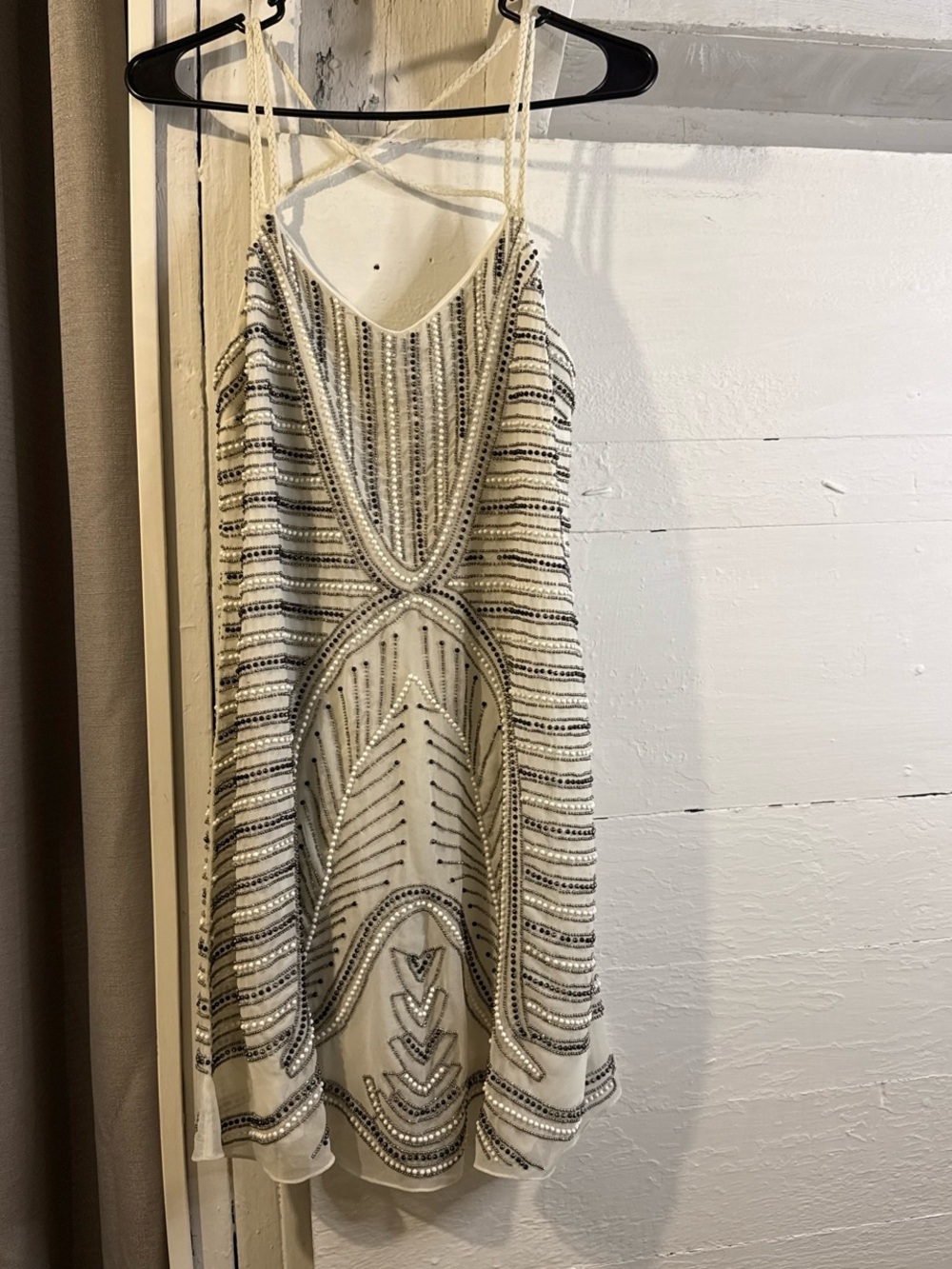 River Island Ivory Beaded V-Neck Mini Dress - Picture 2 of 8